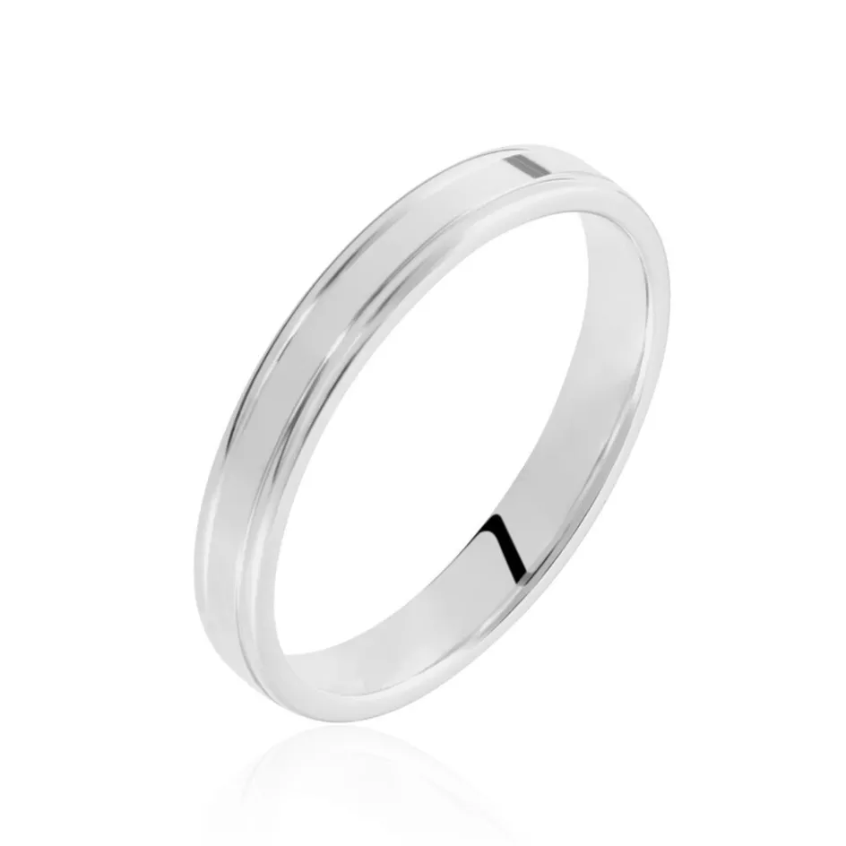 Hot Histoire d'Or Alliance Beatrice Ruban Plat or blanc