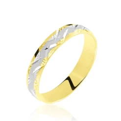 Clearance Histoire d'Or Alliance Clotilde Ruban Plat or bicolore