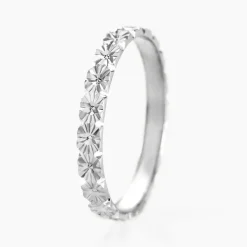 Hot Histoire d'Or Alliance Fleur Diamantee Ruban Plat or blanc