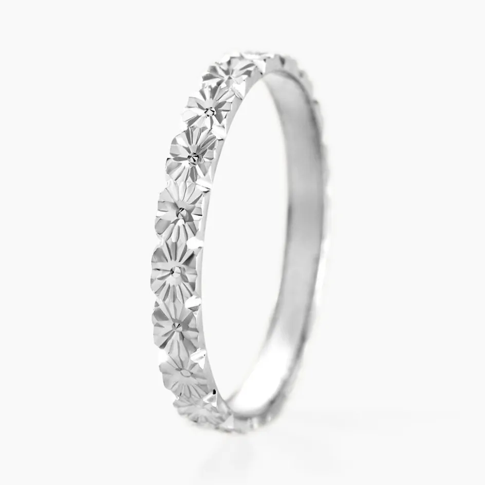 Hot Histoire d'Or Alliance Fleur Diamantee Ruban Plat or blanc