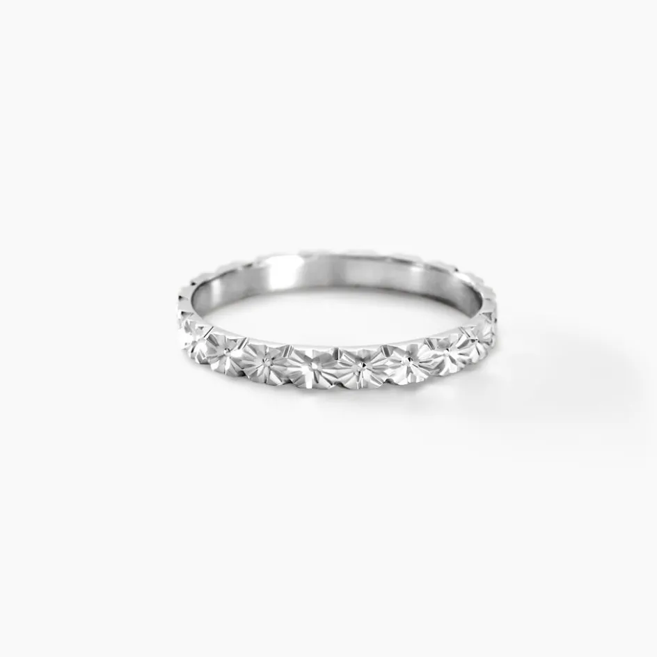 Hot Histoire d'Or Alliance Fleur Diamantee Ruban Plat or blanc