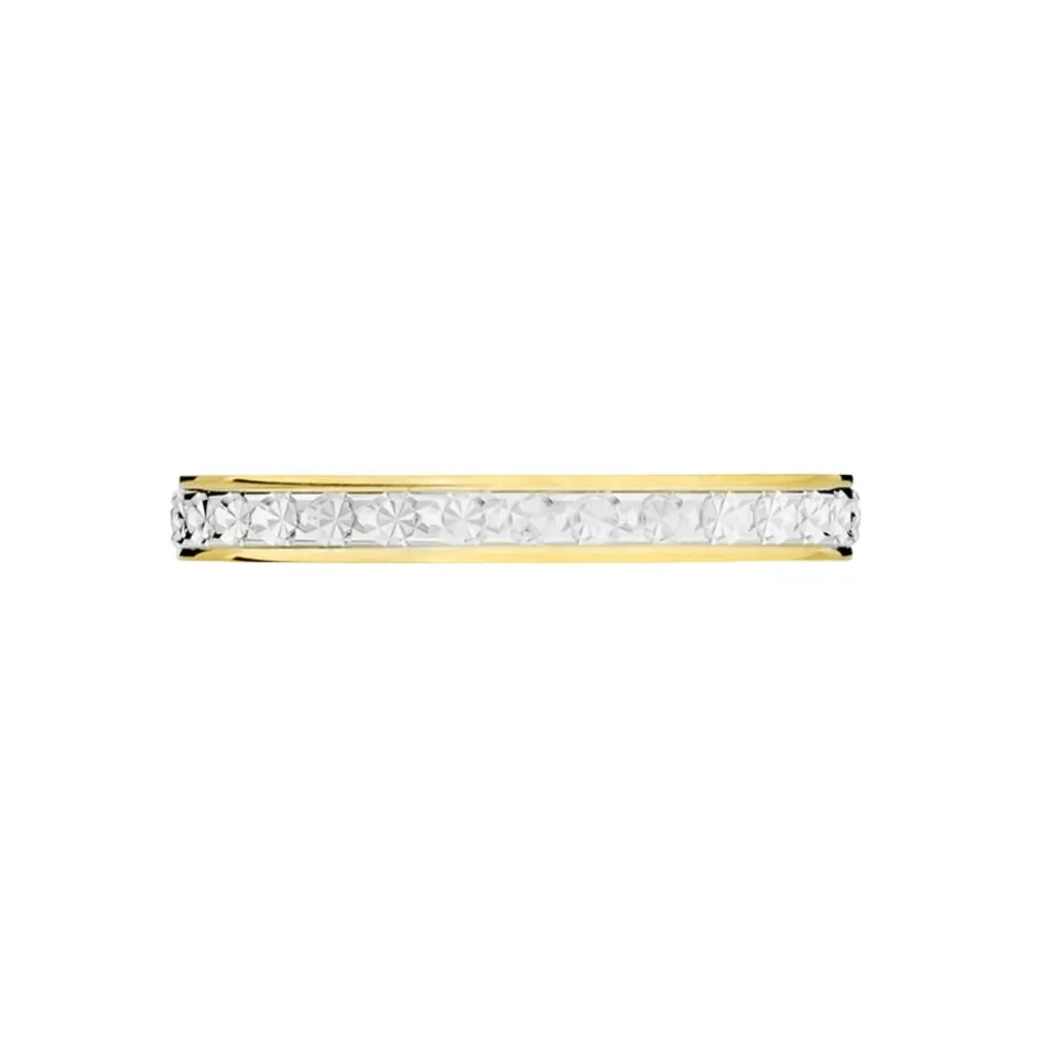 Clearance Histoire d'Or Alliance Grain De Folie Diamantee Ruban Plat Or Bicolore