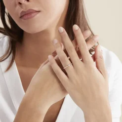 Clearance Histoire d'Or Alliance Grain De Folie Diamantee Ruban Plat Or Bicolore