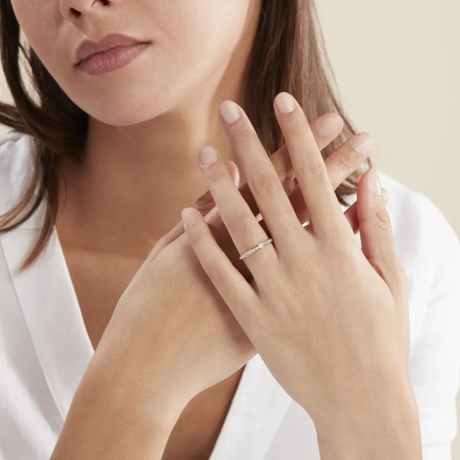 Clearance Histoire d'Or Alliance Grain De Folie Diamantee Ruban Plat Or Bicolore