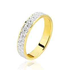 Sale Histoire d'Or Alliance Grain De Folie Diamantee Ruban Plat Or Bicolore