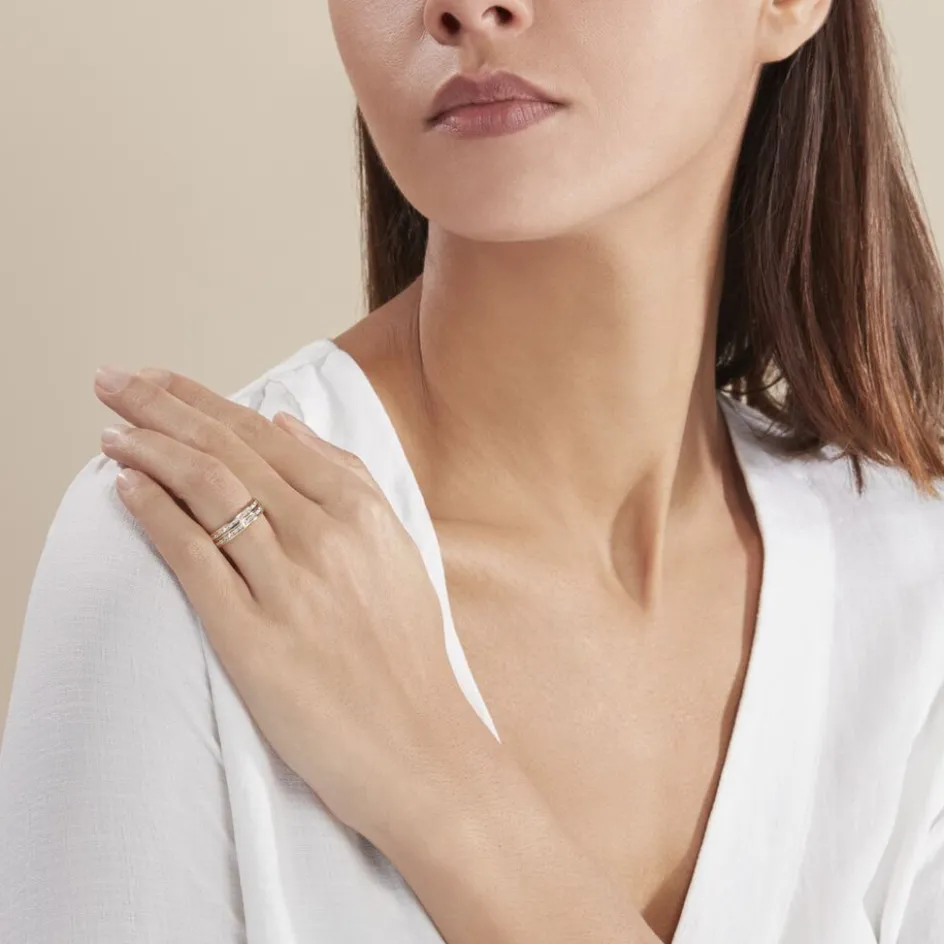 Best Histoire d'Or Alliance Grain De Folie Diamantee Ruban Plat Or Bicolore