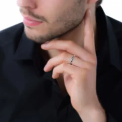 Sale Histoire d'Or Alliance Hercule Striee Demi Jonc Classique Or Blanc