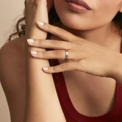 Clearance Histoire d'Or Alliance Inayah Ruban Plat Argent Blanc