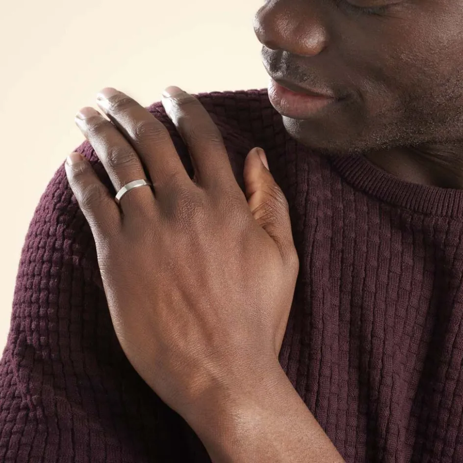 Clearance Histoire d'Or Alliance Inayah Ruban Plat Argent Blanc