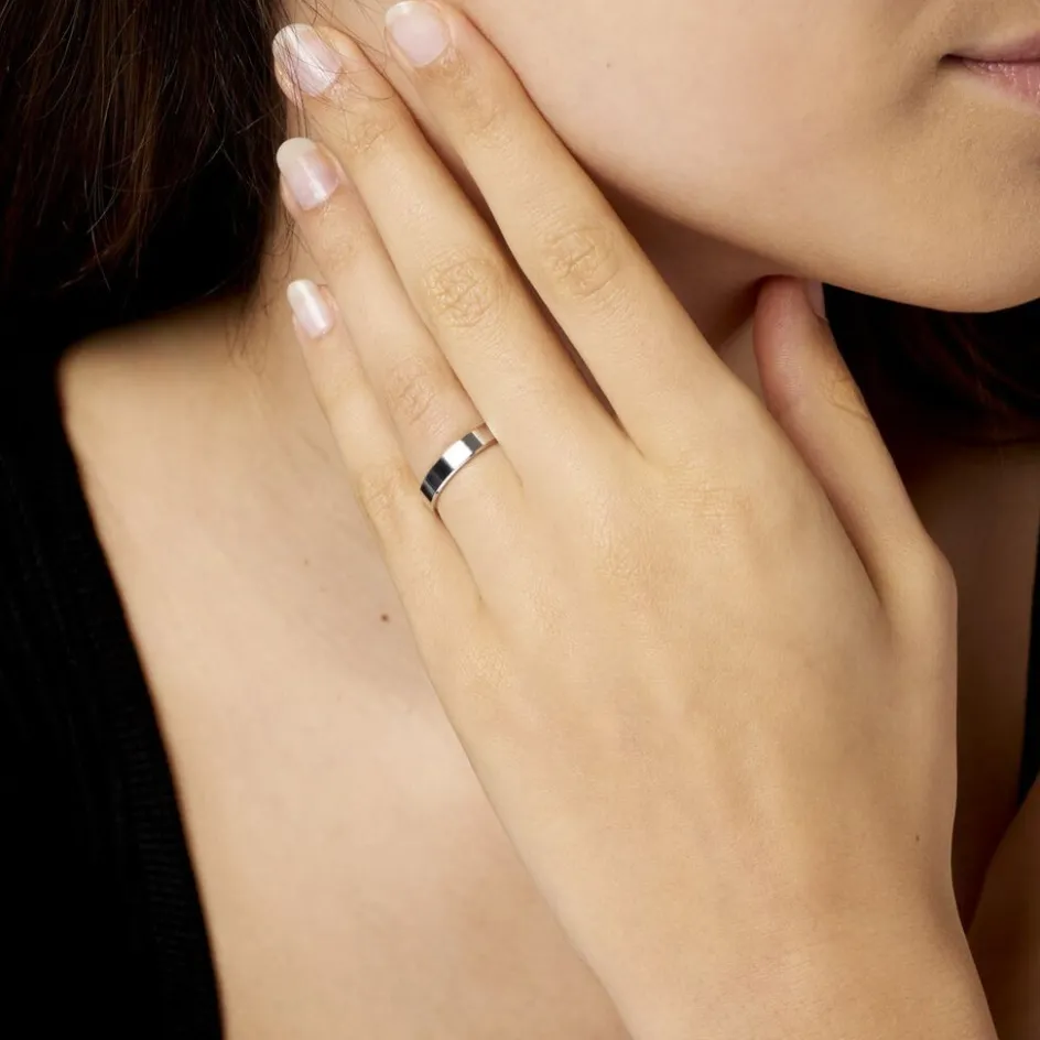 Clearance Histoire d'Or Alliance Inayah Ruban Plat Argent Blanc