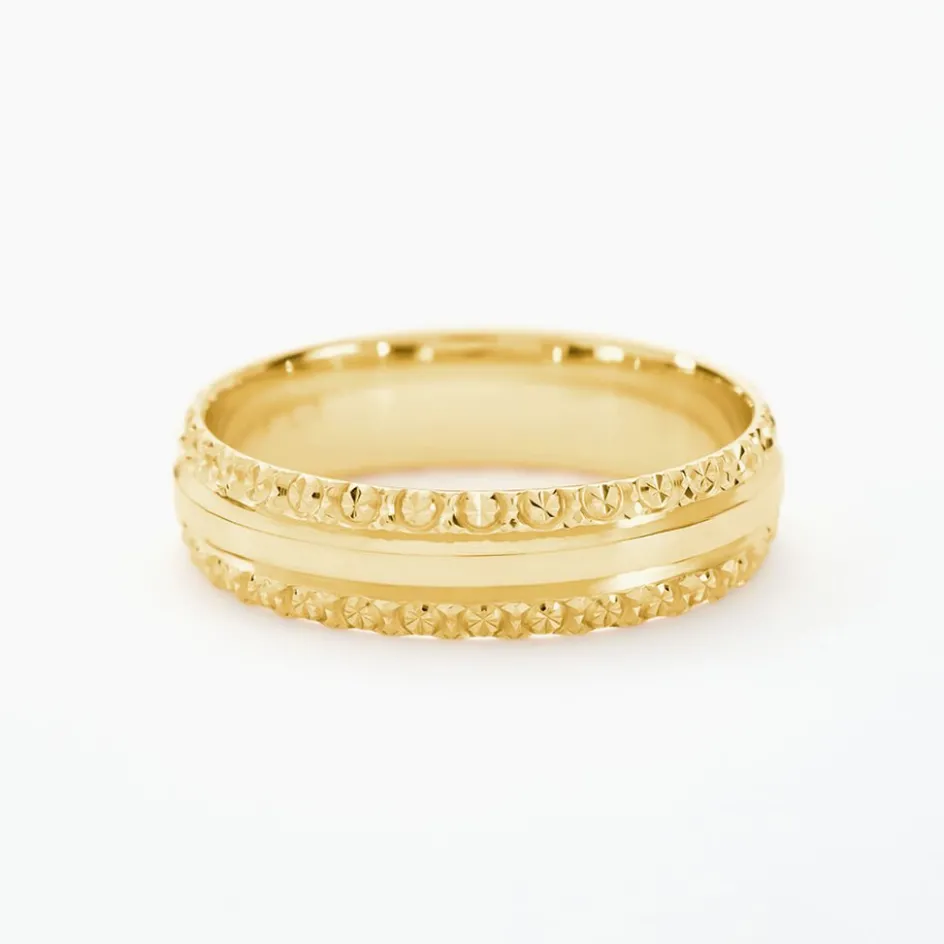 Best Histoire d'Or Alliance June 2 Rangs Diamantee Ruban Plat or jaune