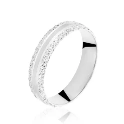 Online Histoire d'Or Alliance June 2 Rangs Diamantee Ruban Plat or blanc