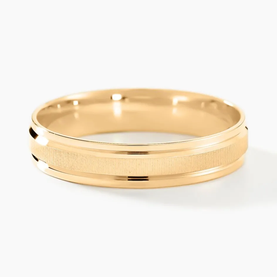 Clearance Histoire d'Or Alliance Mat Et Brillant Demi Jonc Classique Or Jaune