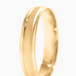 Clearance Histoire d'Or Alliance Mat Et Brillant Demi Jonc Classique Or Jaune