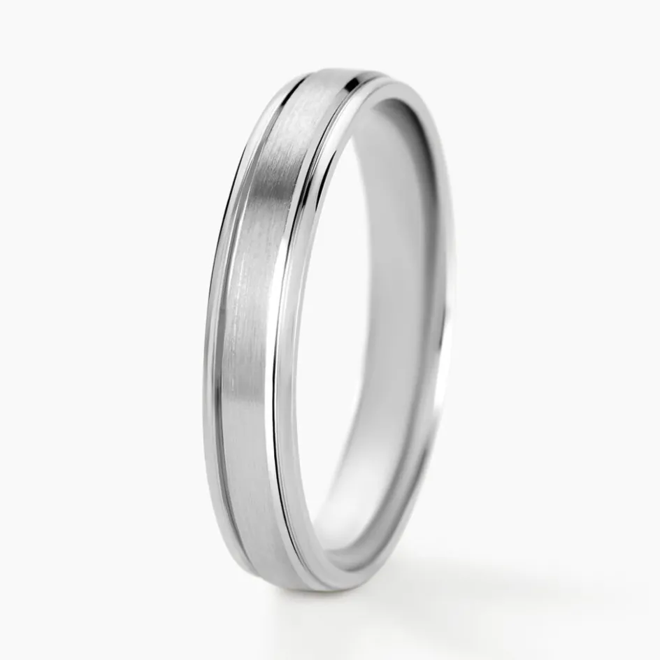 Clearance Histoire d'Or Alliance Mat Et Brillant Ruban Plat Palladium Blanc