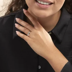 Clearance Histoire d'Or Alliance Meredithe Demi Jonc Classique Or Blanc