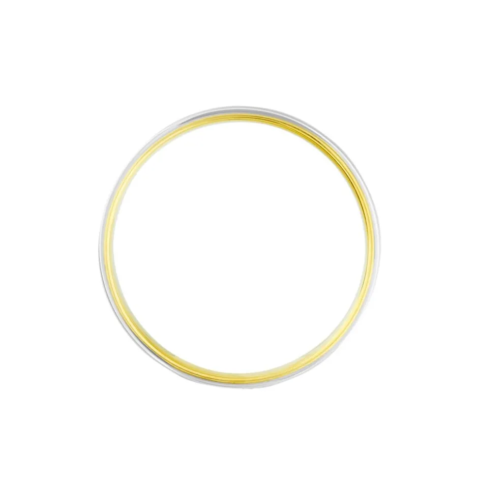 Clearance Histoire d'Or Alliance Miroir Ruban Plat Or Bicolore
