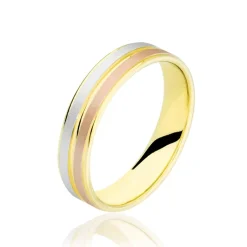 Sale Histoire d'Or Alliance Triade Ruban Plat Or Tricolore