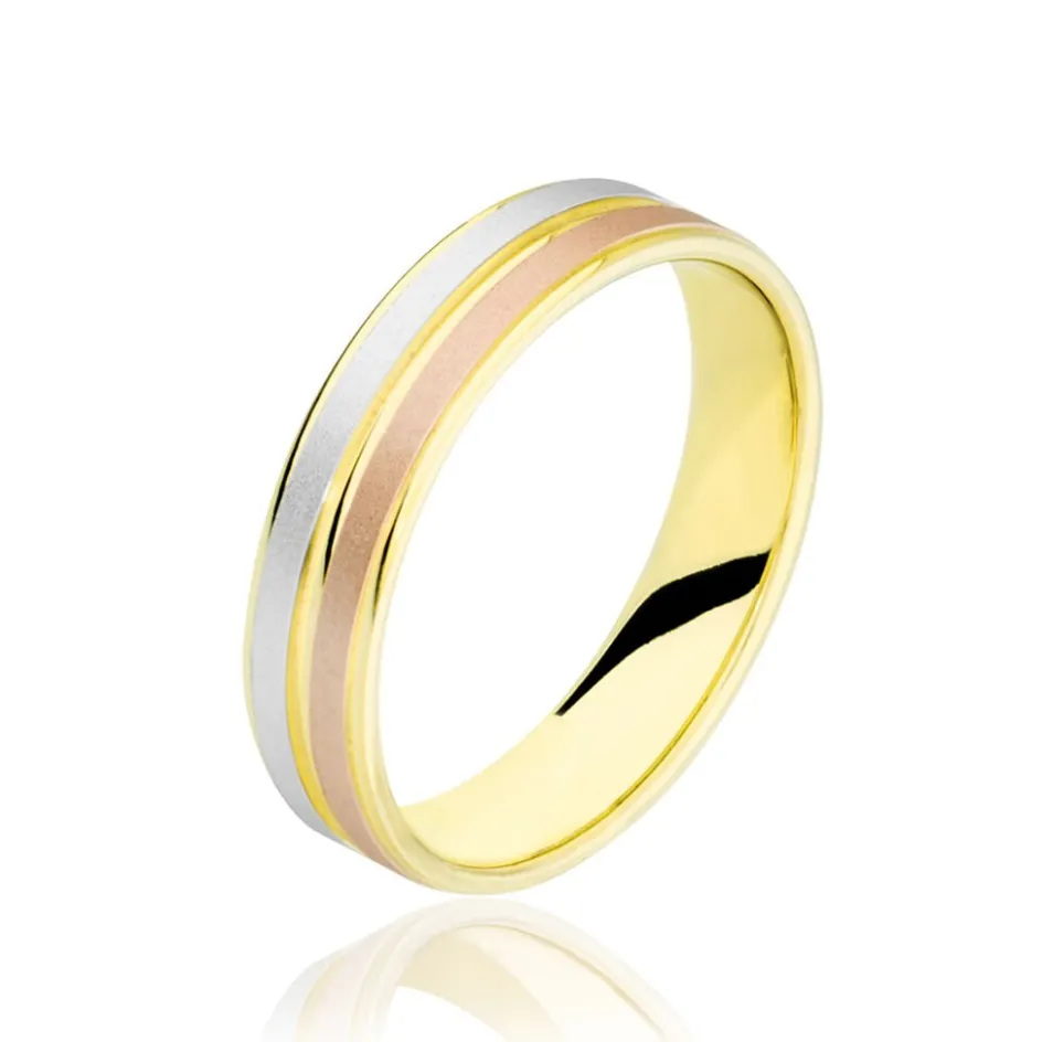 Sale Histoire d'Or Alliance Triade Ruban Plat Or Tricolore