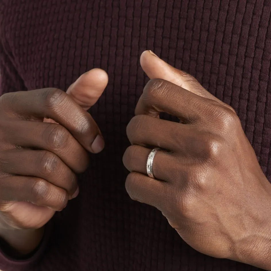 Clearance Histoire d'Or Alliance Twiggy Demi Jonc Classique Argent Blanc