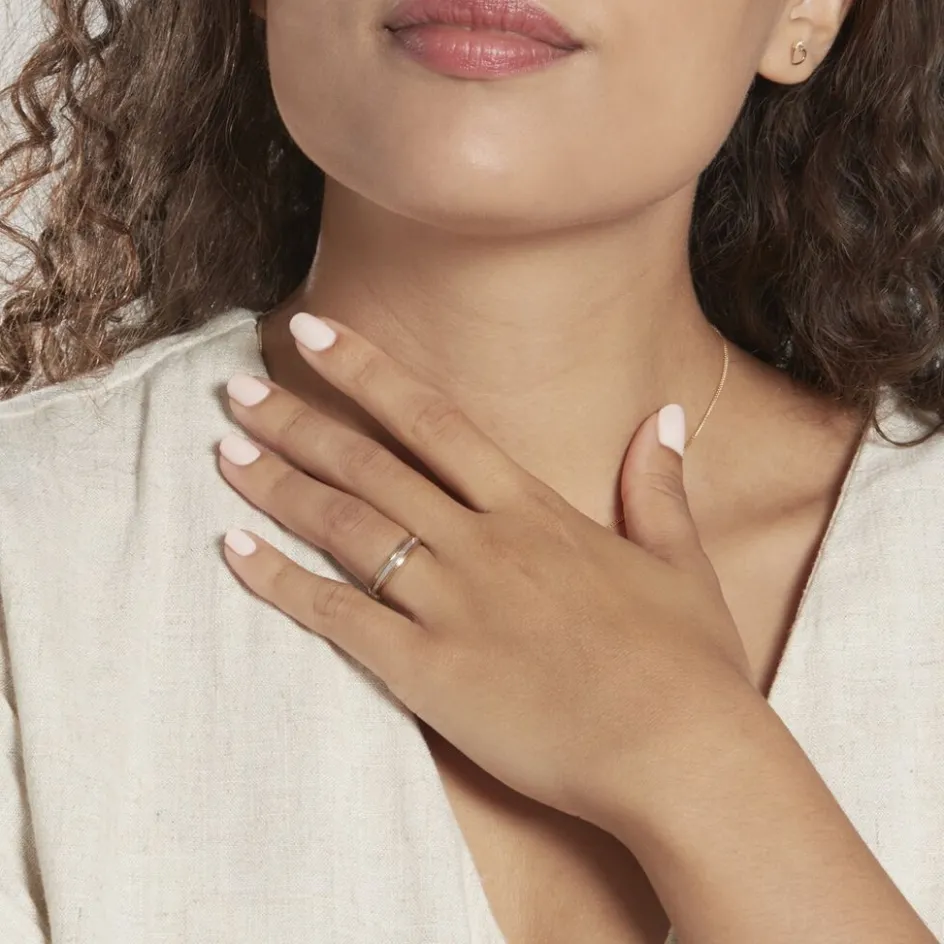 Clearance Histoire d'Or Alliance Tyssia Ruban Plat Or Bicolore