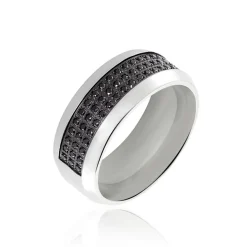 Outlet Histoire d'Or Bague Acier Blanc Tdeg Oxydes De Zirconium