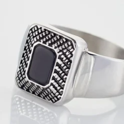 Clearance Histoire d'Or Bague Acier Vieillie Antonny Agate