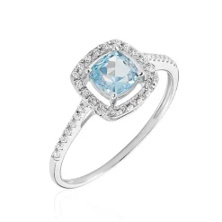 Histoire d'Or Bague Adrienna Or Blanc Topaze Oxyde De Zirconium or blanc topaze bleu sky
