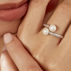 Best Histoire d'Or Bague Ajustable Argent Blanc Jeronimo Perle Oxydes De Zirconium