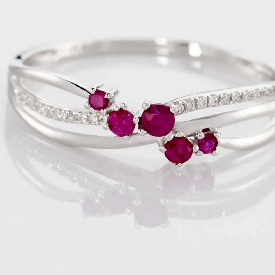 Outlet Histoire d'Or Bague Amarylis Diamant or blanc rubis