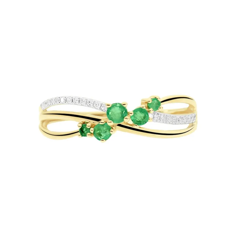 Outlet Histoire d'Or Bague Amarylis Or Jaune Emeraude Diamant