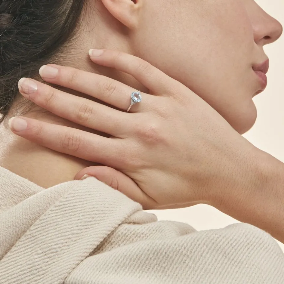 Clearance Histoire d'Or Bague Andreani Or Blanc Topaze Et Oxyde De Zirconium