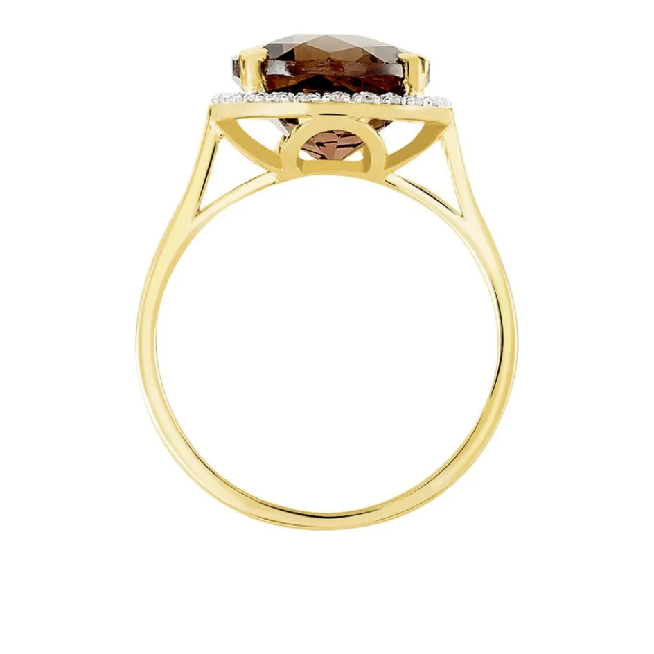 Discount Histoire d'Or Bague Anna Or Jaune Quartz Et Oxyde De Zirconium or jaune quartz marron