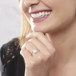 Best Histoire d'Or Bague Aricie Or Blanc Oxyde De Zirconium Et Perle De Culture