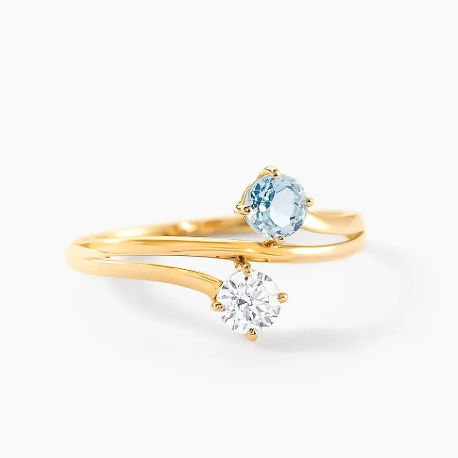 Outlet Histoire d'Or Bague Beauté Bleutée Or Jaune Topaze Oxyde De Zirconium