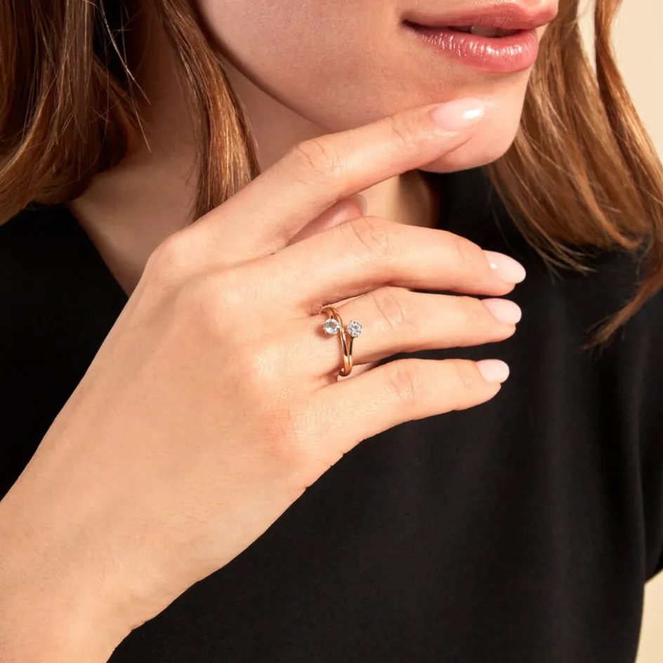 Outlet Histoire d'Or Bague Beauté Bleutée Or Jaune Topaze Oxyde De Zirconium