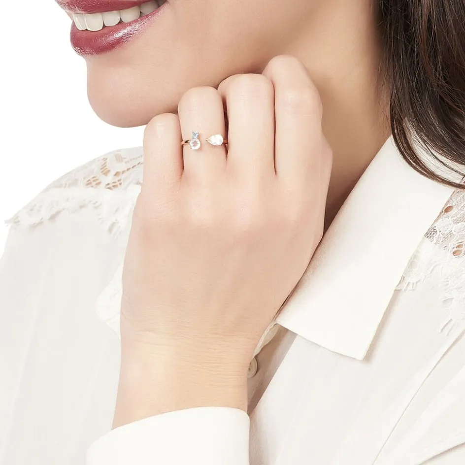 Best Histoire d'Or Bague Belen Or Rose Topaze Et Quartz