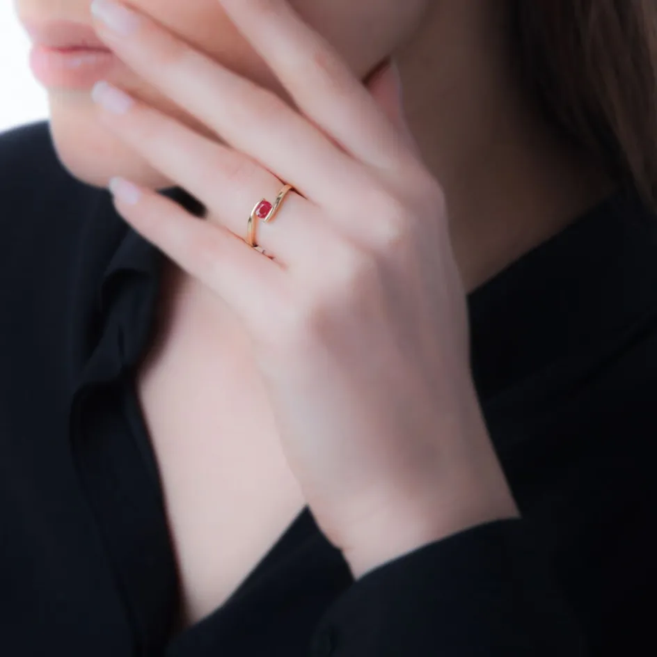 Outlet Histoire d'Or Bague Camilia Or Rose Aigue Marine