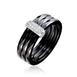 Best Histoire d'Or Bague Ceramik Design Argent Blanc Oxyde De Zirconium Et Céramique