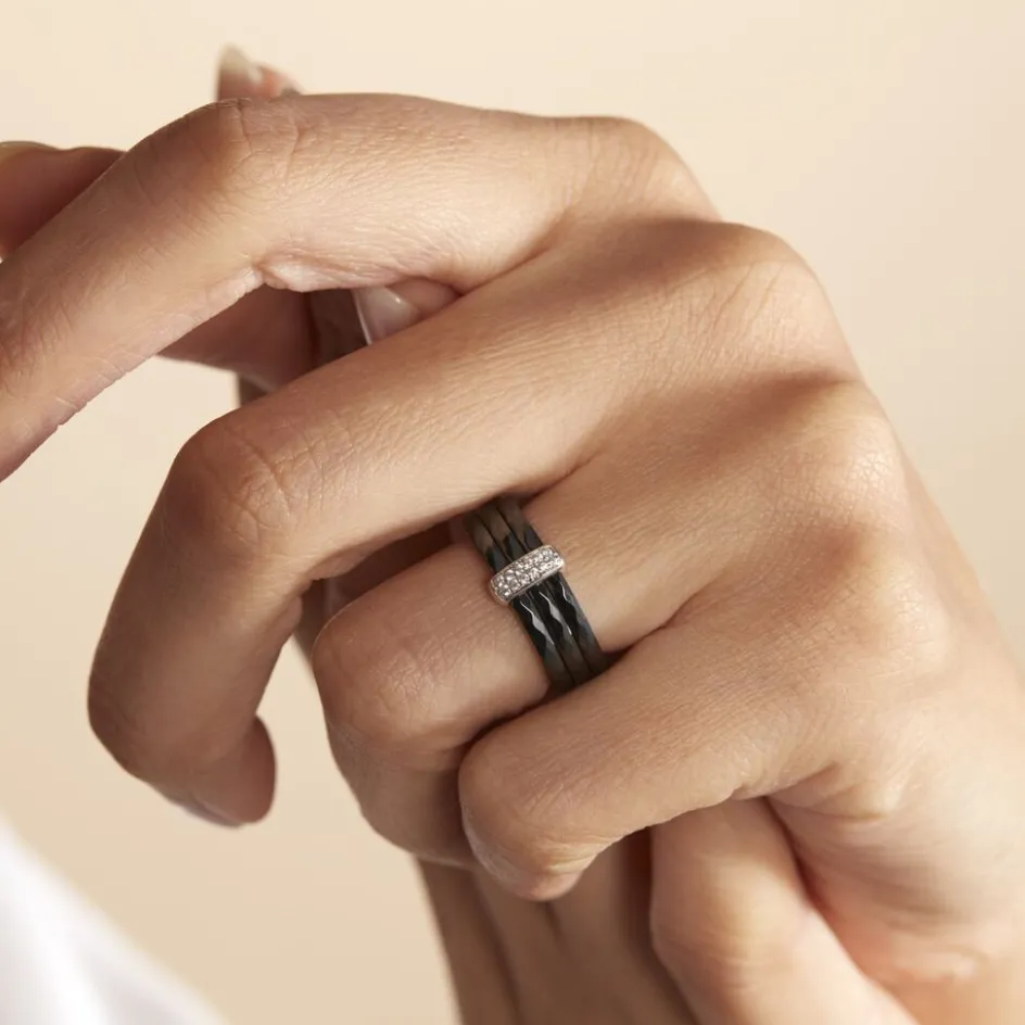 Best Histoire d'Or Bague Ceramik Design Argent Blanc Oxyde De Zirconium Et Céramique