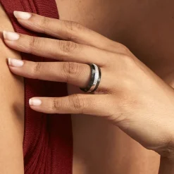 Clearance Histoire d'Or Bague Ceramik Design Argent Blanc Oxyde De Zirconium Et Céramique