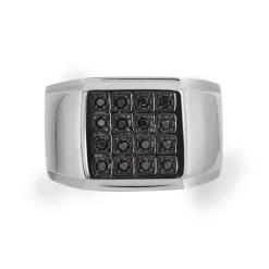 Outlet Histoire d'Or Bague Chevalière Acier Vieillit Teodor Oxydes De Zirconium