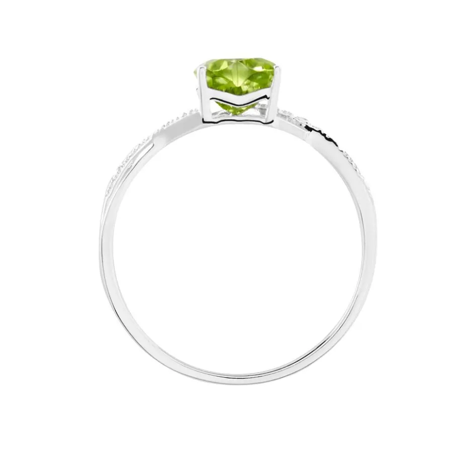New Histoire d'Or Bague Clothilde Or Blanc Peridot Et Oxyde or blanc péridot vert