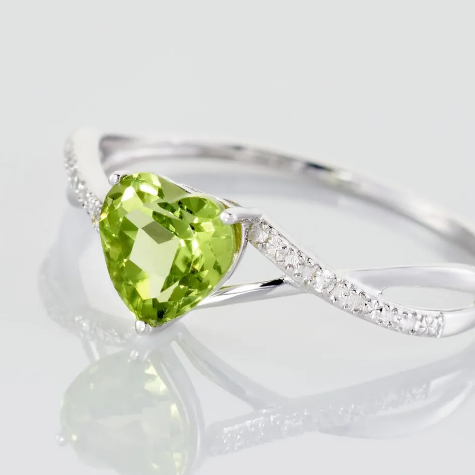 New Histoire d'Or Bague Clothilde Or Blanc Peridot Et Oxyde or blanc péridot vert