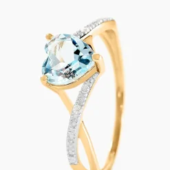 Histoire d'Or Bague Clothilde Or Jaune Topaze Oxyde De Zirconium or jaune topaze bleu sky