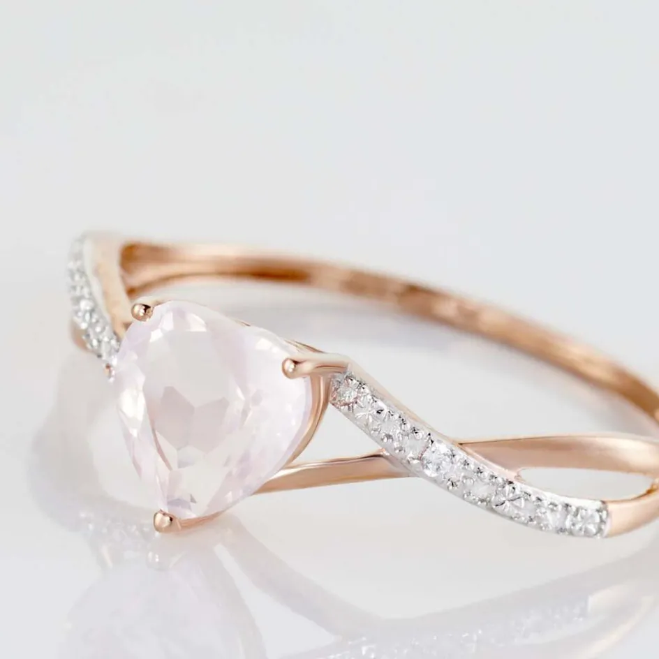 Histoire d'Or Bague Clothilde Or Rose Quartz Et Oxyde* Bagues|Bagues Avec Pierre
