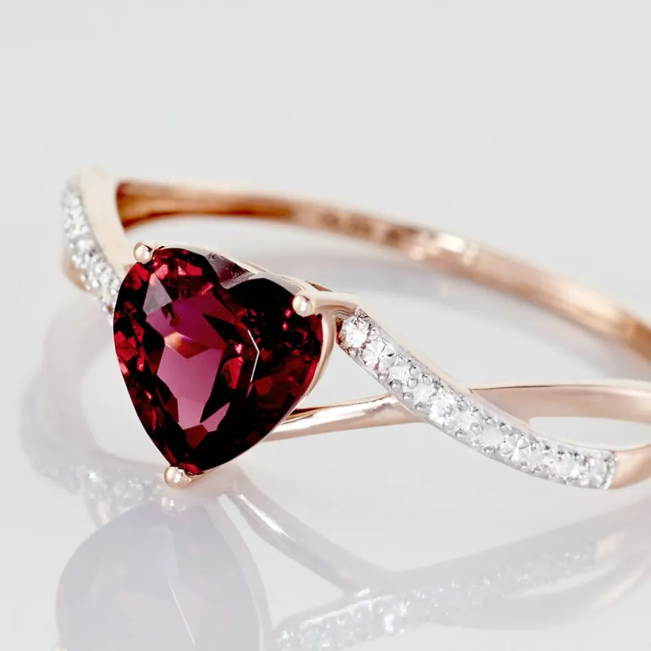 Histoire d'Or Bague Clothilde Or Rose Rhodolite Et Oxyde* Bagues|Bagues Avec Pierre