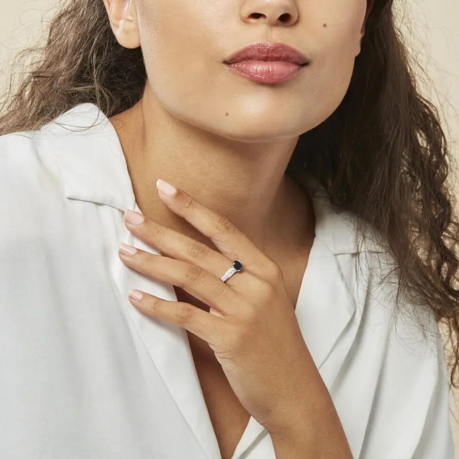 New Histoire d'Or Bague Crista Et Diamant or blanc saphir