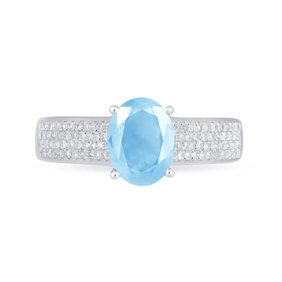 Clearance Histoire d'Or Bague Crista Or Blanc Topaze Et Diamant