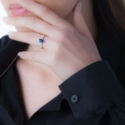 Clearance Histoire d'Or Bague Crista Or Blanc Topaze Et Diamant